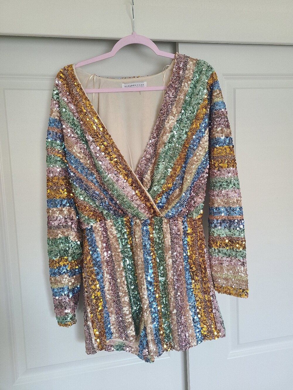 Endless Rose Rainbow Sequin Stripe Romper